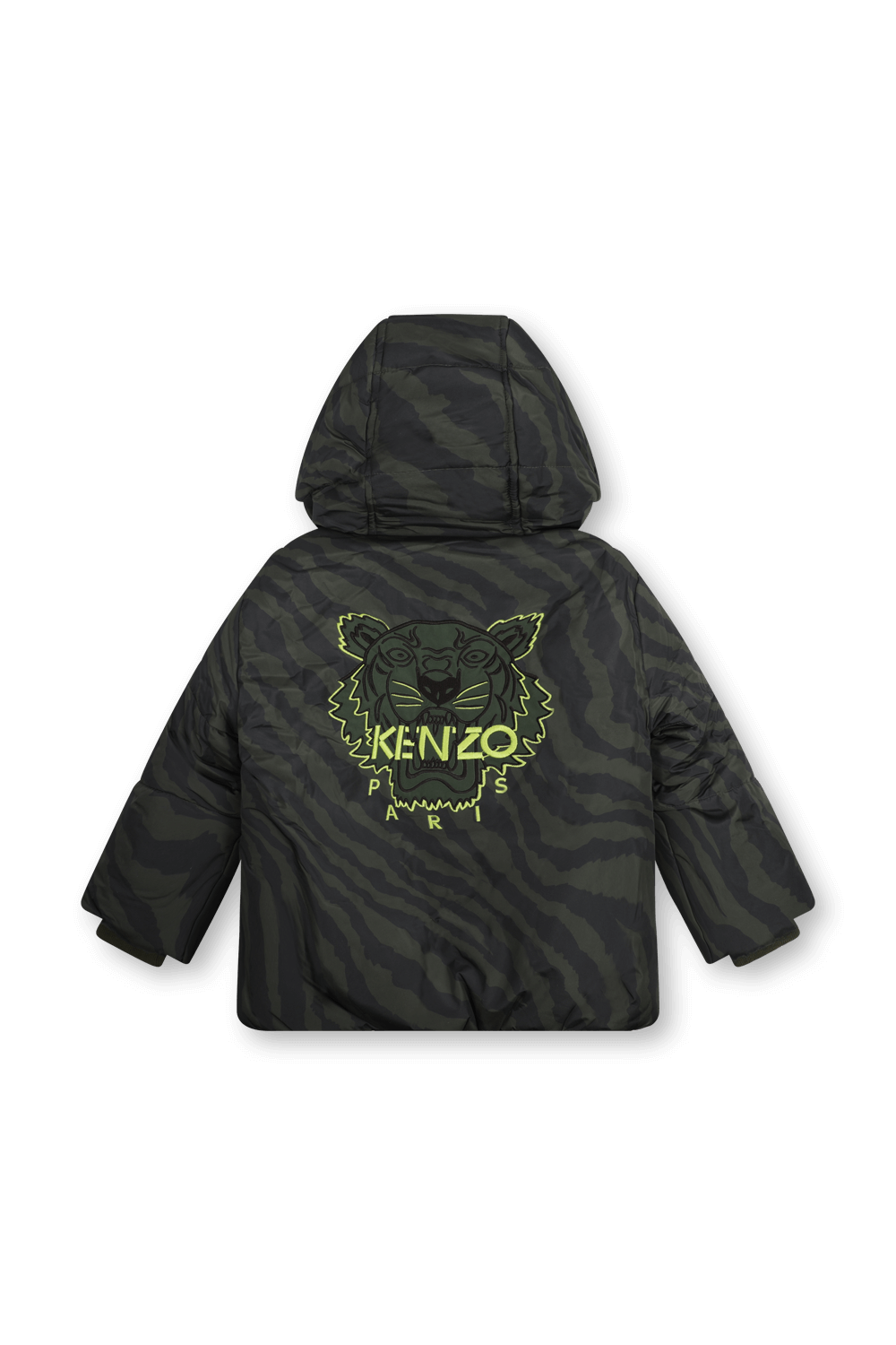 תמונה אחורית של גילאי 4-5 מעיל פוך עם הדפס טייגר