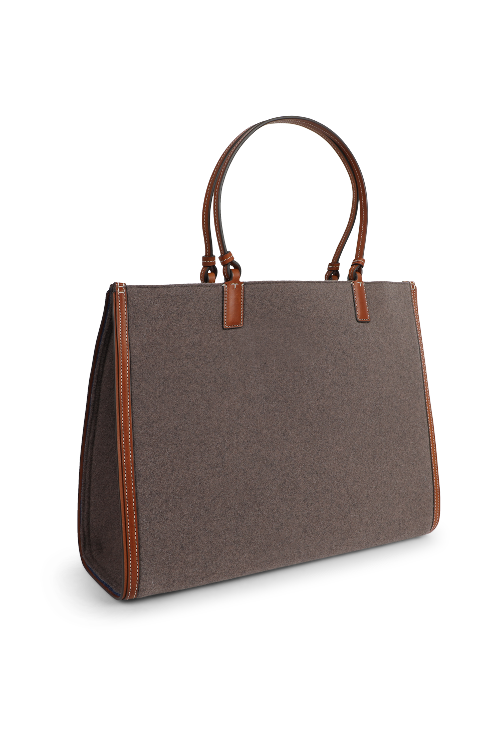 תמונה אחורית של תיק נשיאה מצמר עם רקמה מונוגרמית