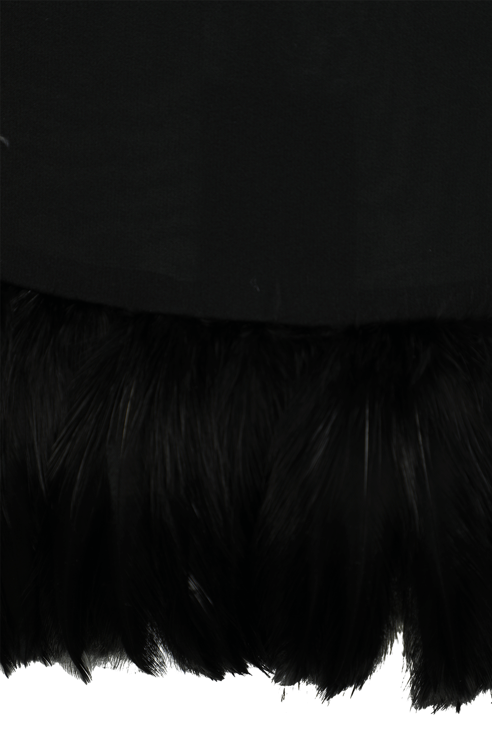 תמונה אחורית של חצאית מידי שחורה בגימור נוצות