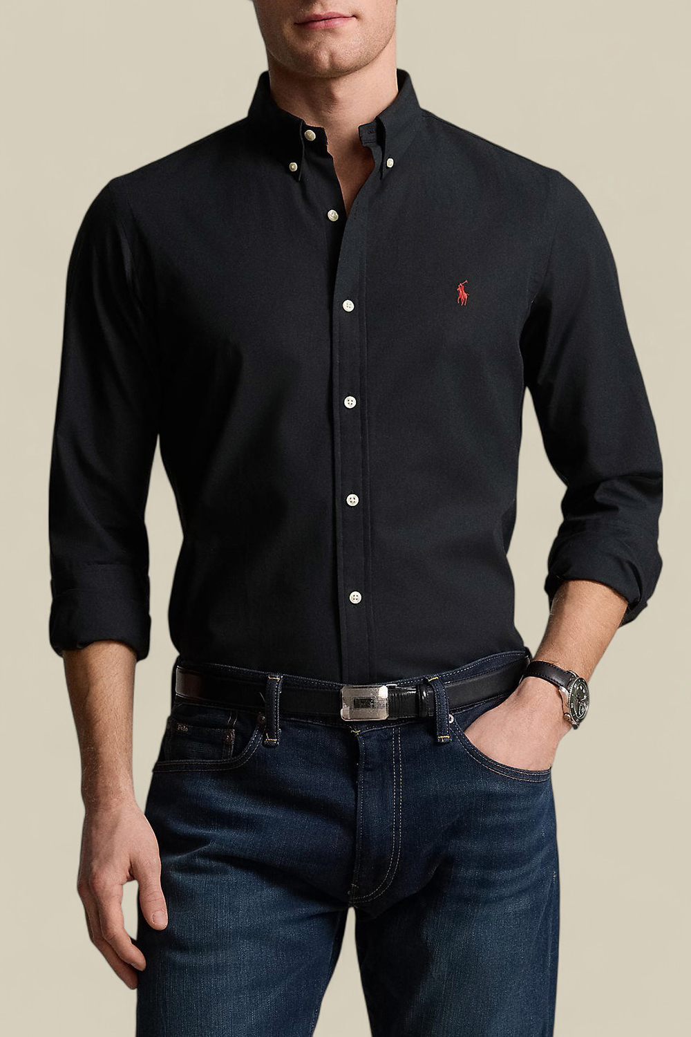 תמונת דוגמן קידמית של חולצת כפתורים סלים פיט