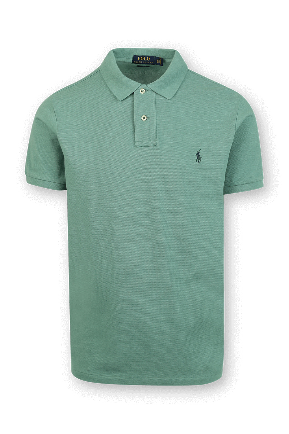 תמונה קידמית של Knit Sleeve Cotton Polo Shirt in Green