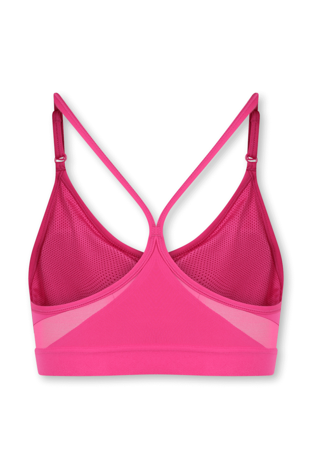 תמונה אחורית של חזיית ספורט ורודה עם לוגו