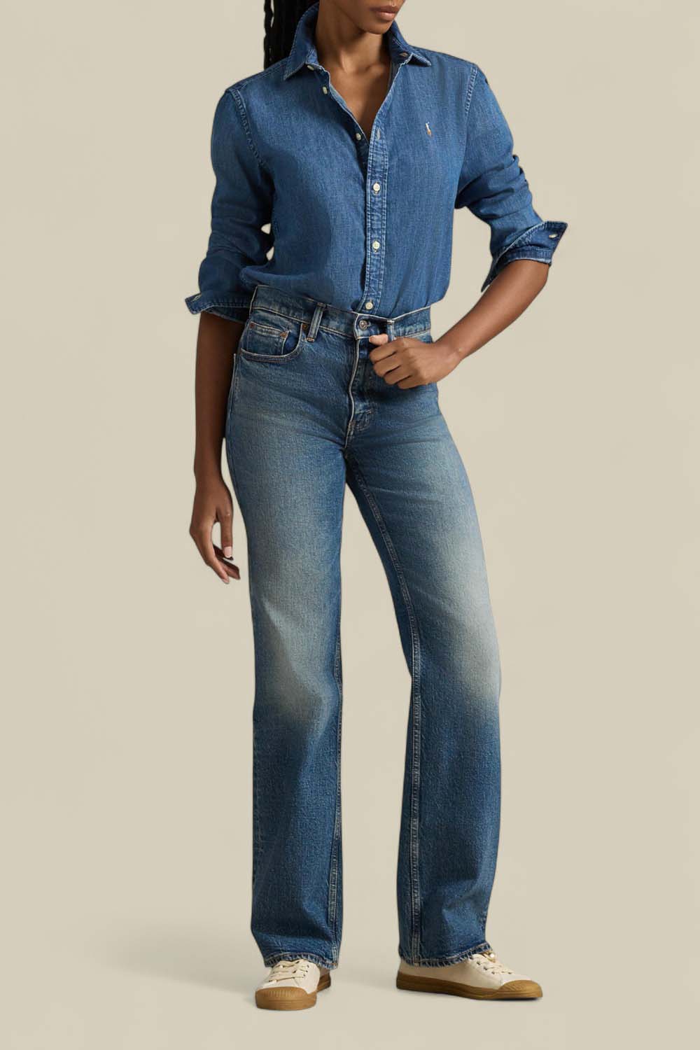 חולצת כפתורים ג'ינס סלים פיט