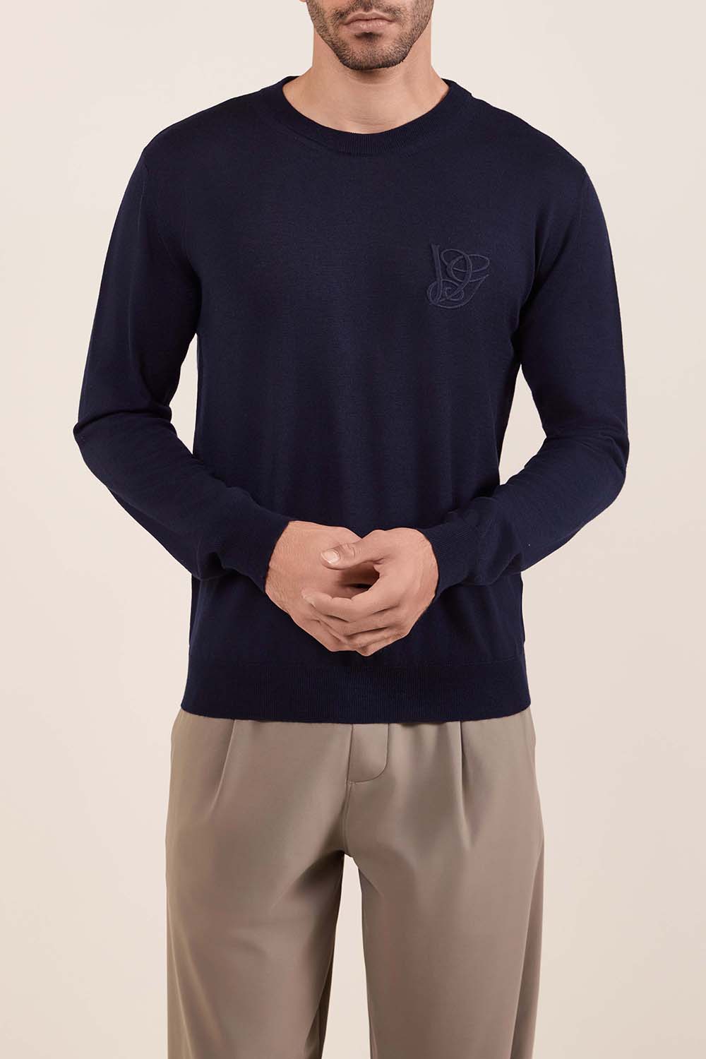 תמונת דוגמן קידמית של חולצת סריג ארוכה