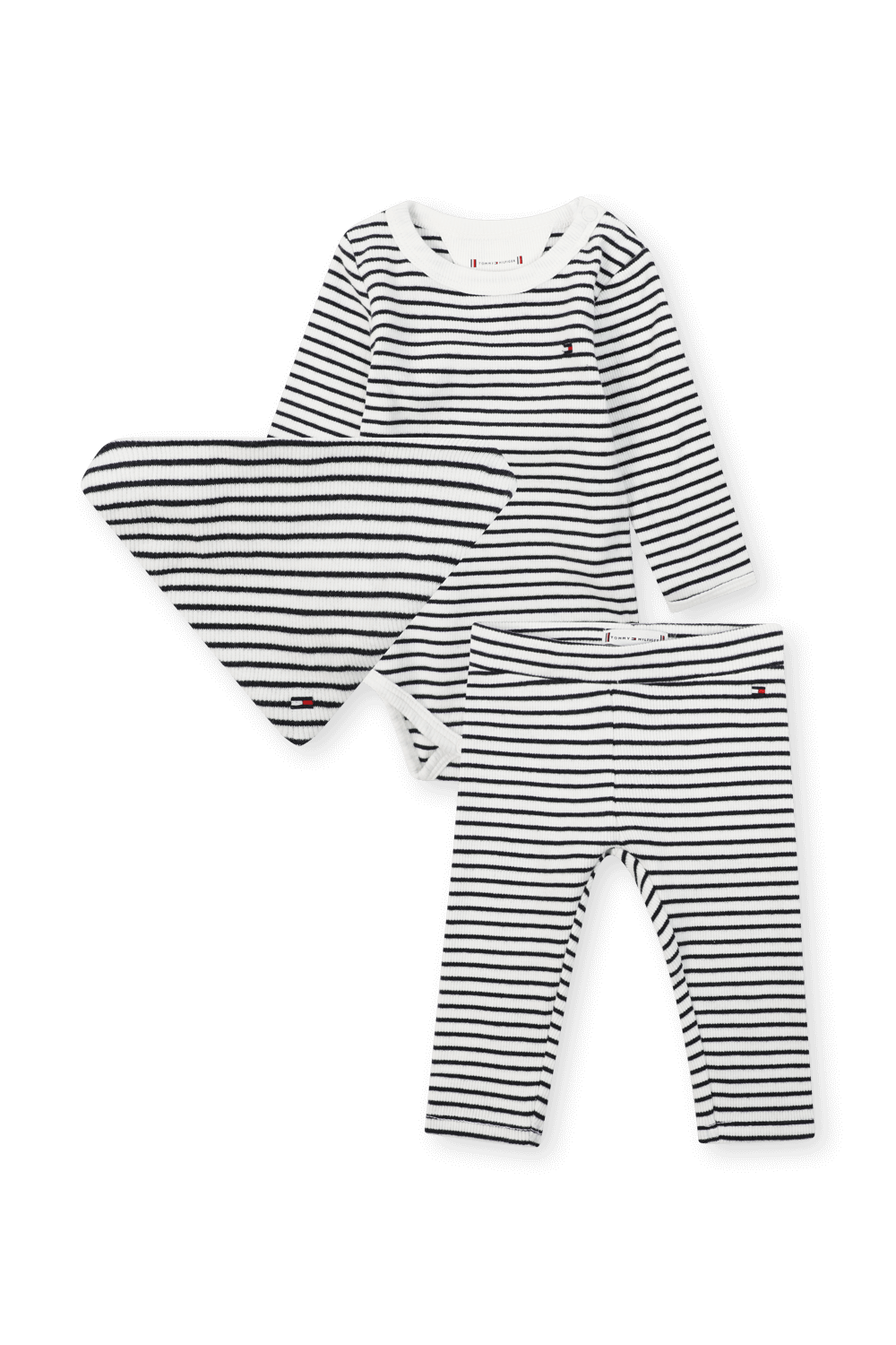 תמונה קידמית של סט שלושה חלקים בסריגת ריב - גילאי 3-24 חודשים