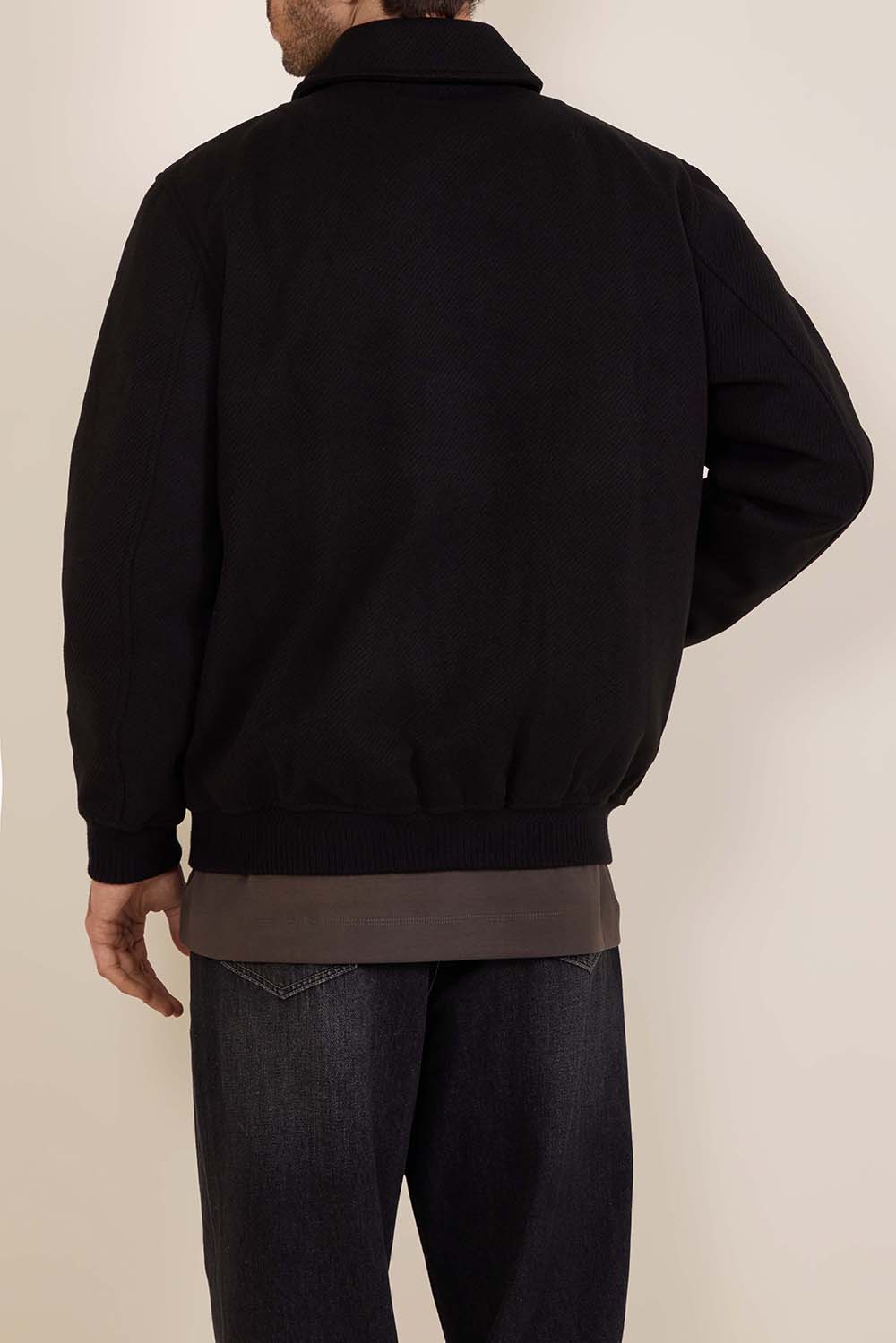 תמונת דוגמן אחורית של ז'קט מרופד