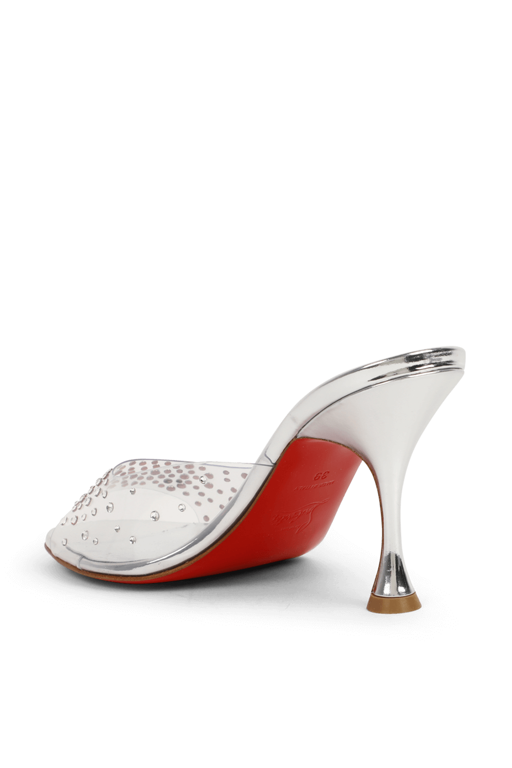 תמונה אחורית של כפכפי עקב פי וי סי שקוף