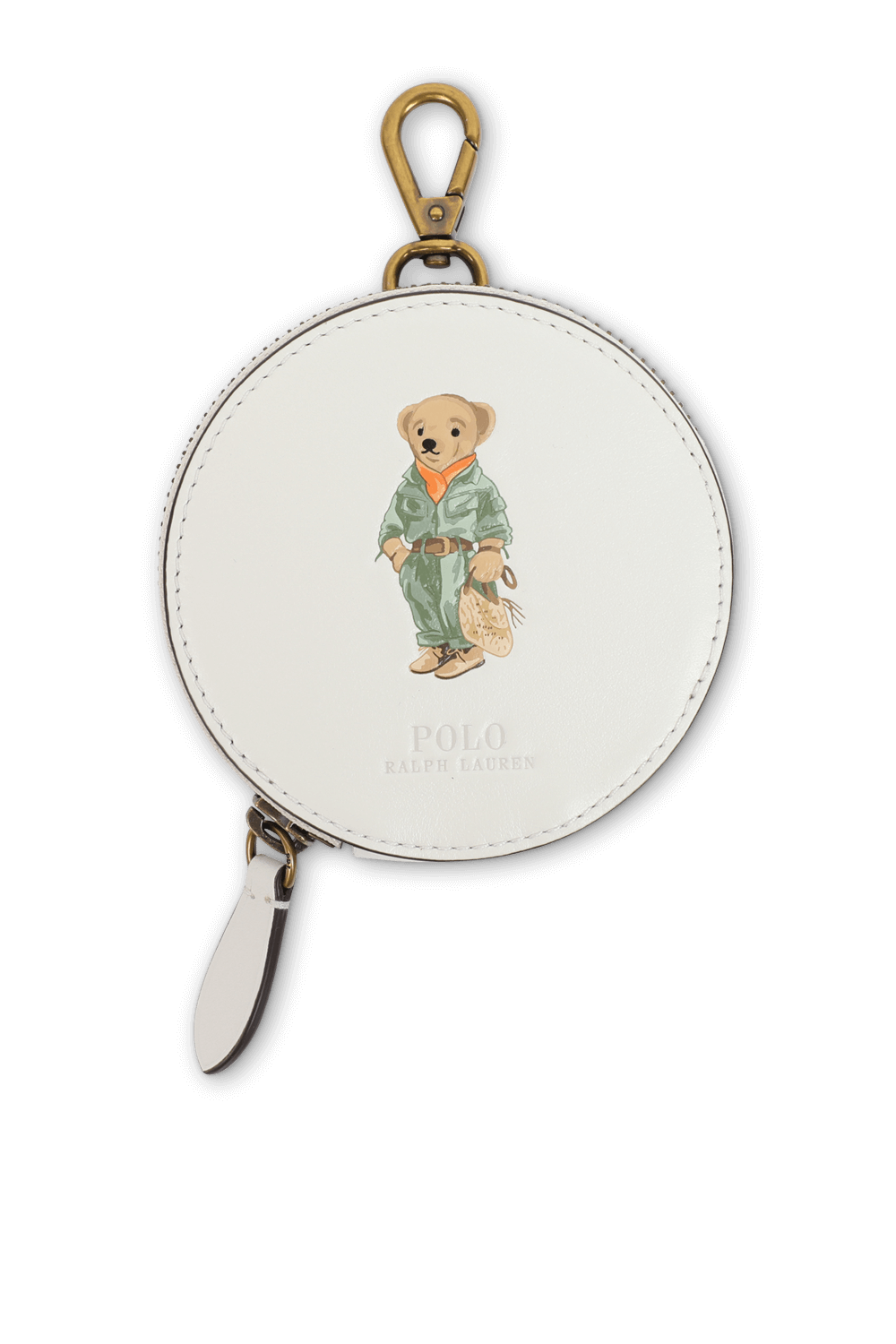 תמונה קידמית של ארנק מטבעות עגול מעור בגוון לבן