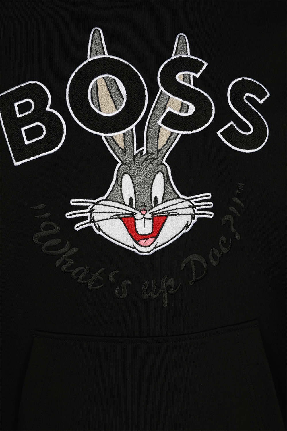 תמונה אחורית של בוס X לוני טונס סווטשירט קפוצ'ון גרפי