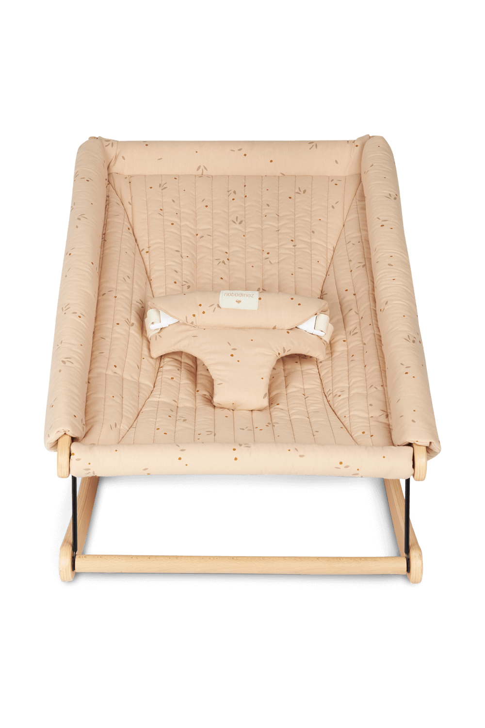 תמונה קידמית של כיסא נדנדה לתינוק בשילוב כותנה אורגנית