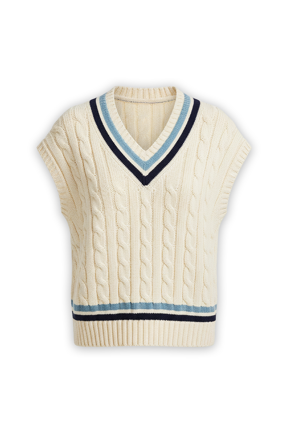 תמונה קידמית של אפודה עם צווארון וי