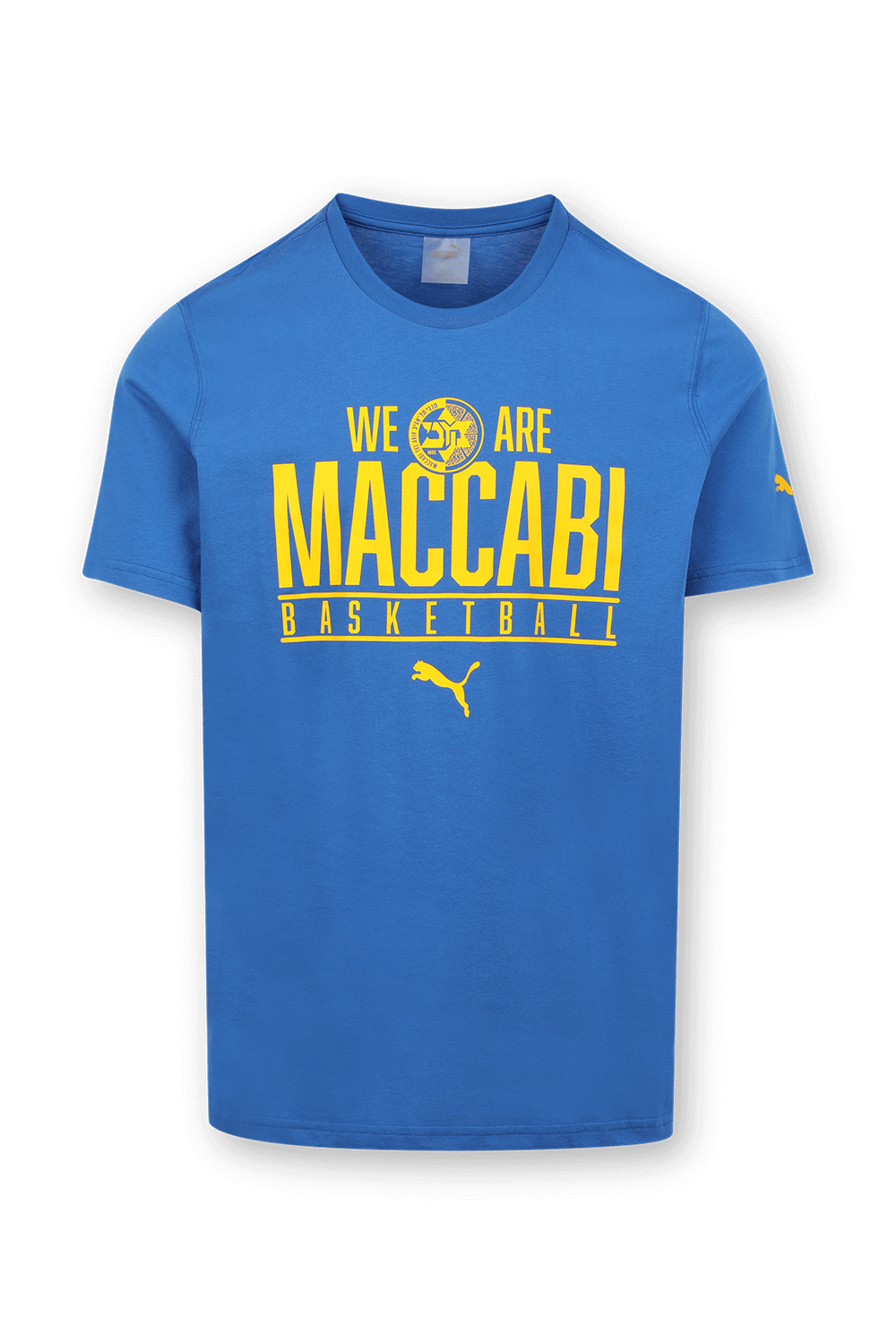 תמונה קידמית של חולצת מכבי תל אביב בצבע כחול