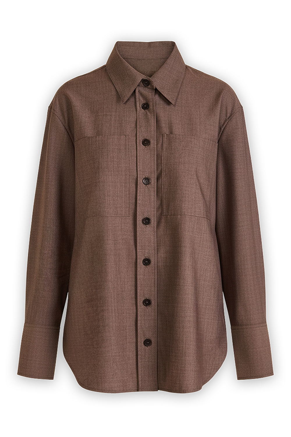 תמונה קידמית של חולצת כפתורים מצמר