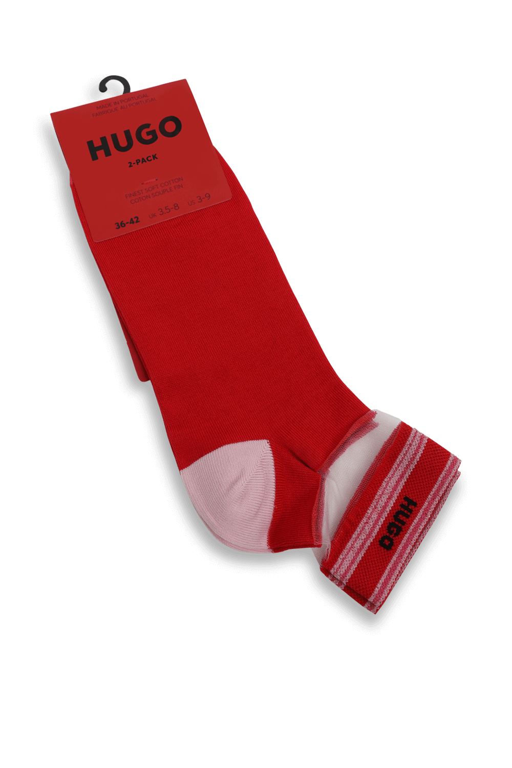 תמונה אחורית של זוג גרבי לוגו קצרים עם פאנל שקוף