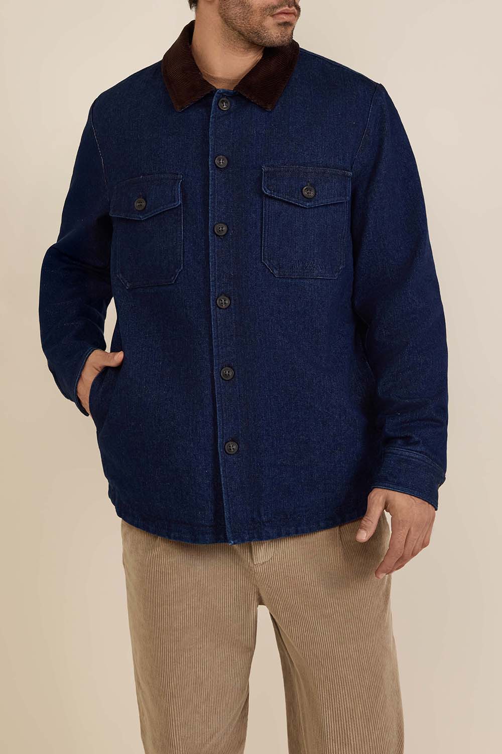 תמונת דוגמן קידמית של ז'קט ג'ינס