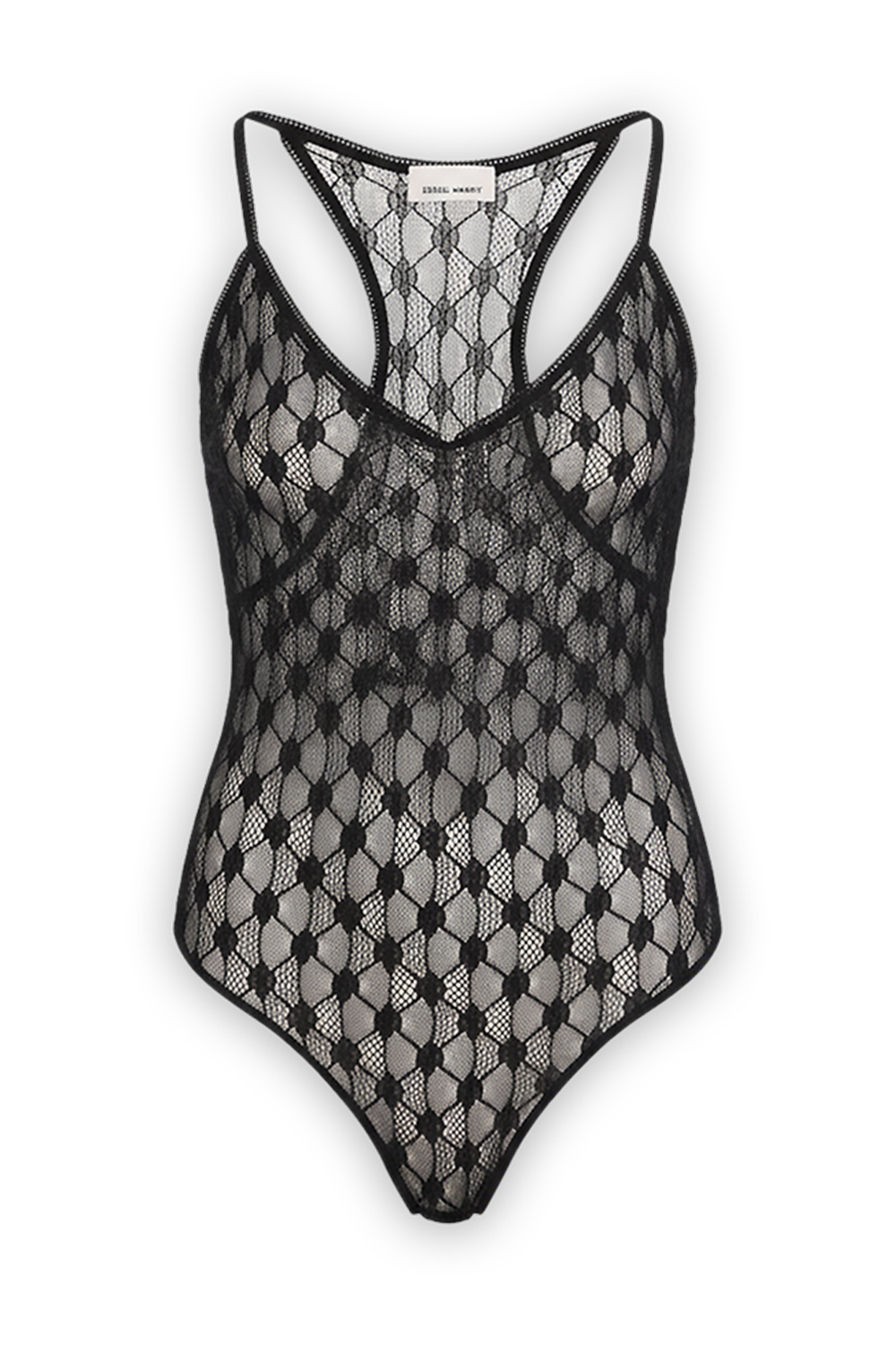 תמונה קידמית של בגד גוף תחרה