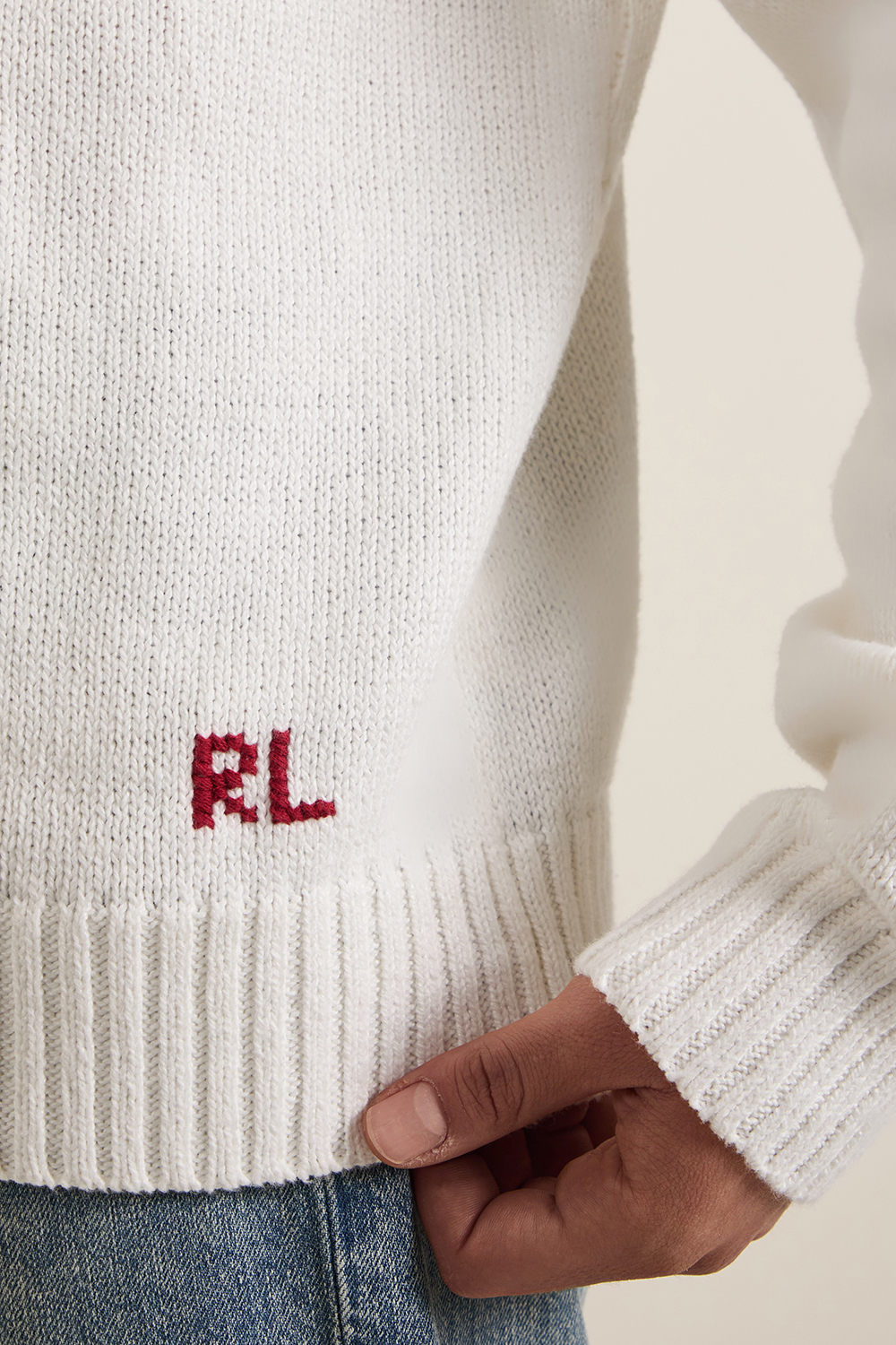 תמונת תקריב דוגמן של סריג כותנה ופשתן