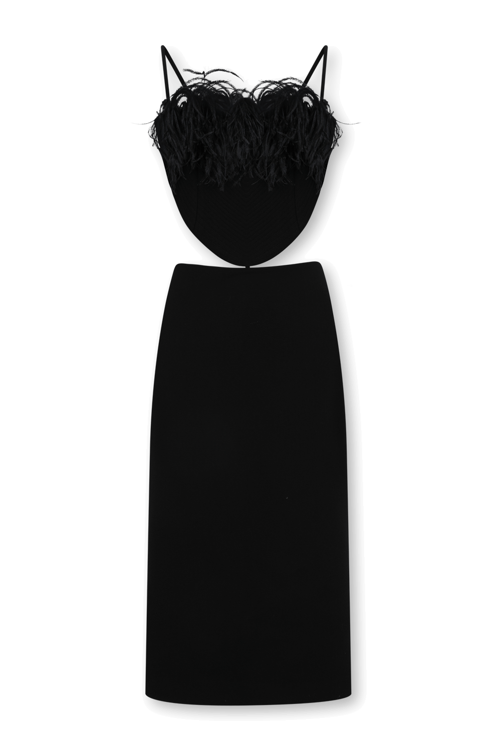 תמונה קידמית של שמלת צמר עם נוצות