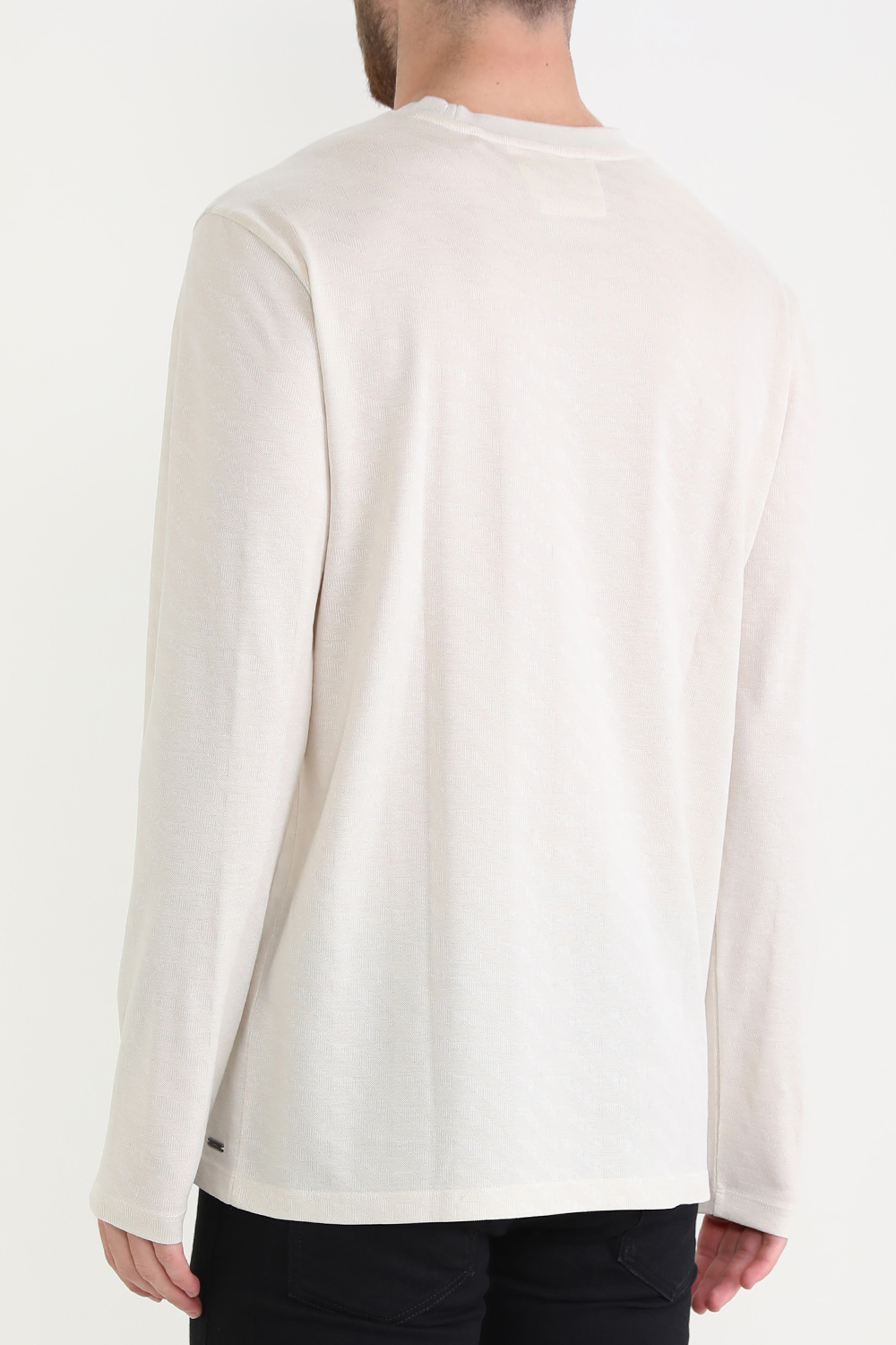 תמונת דוגמן אחורית של חולצת טי ארוכה באריגת ג'קארד