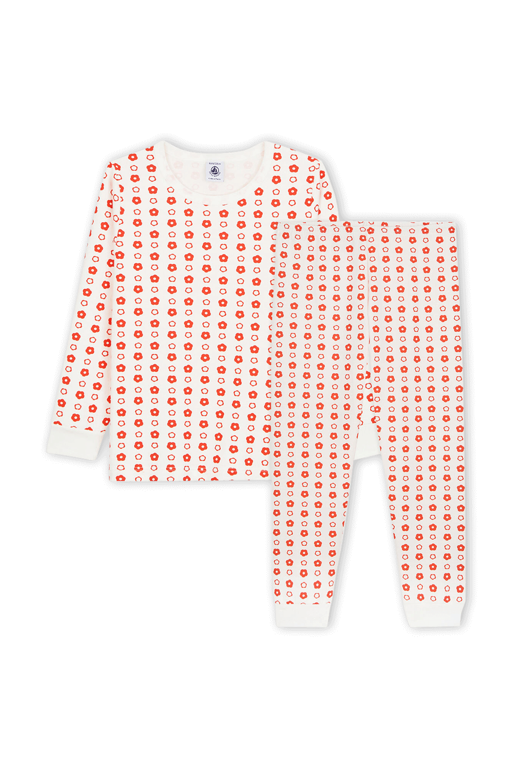 תמונה קידמית של גילאי 6-12 סט פיג'מה ארוך בהדפס פרחים