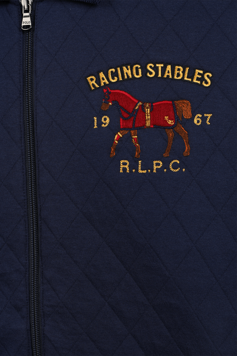 תמונה אחורית של ז'קט בתפירת קווילט עם רוכסן