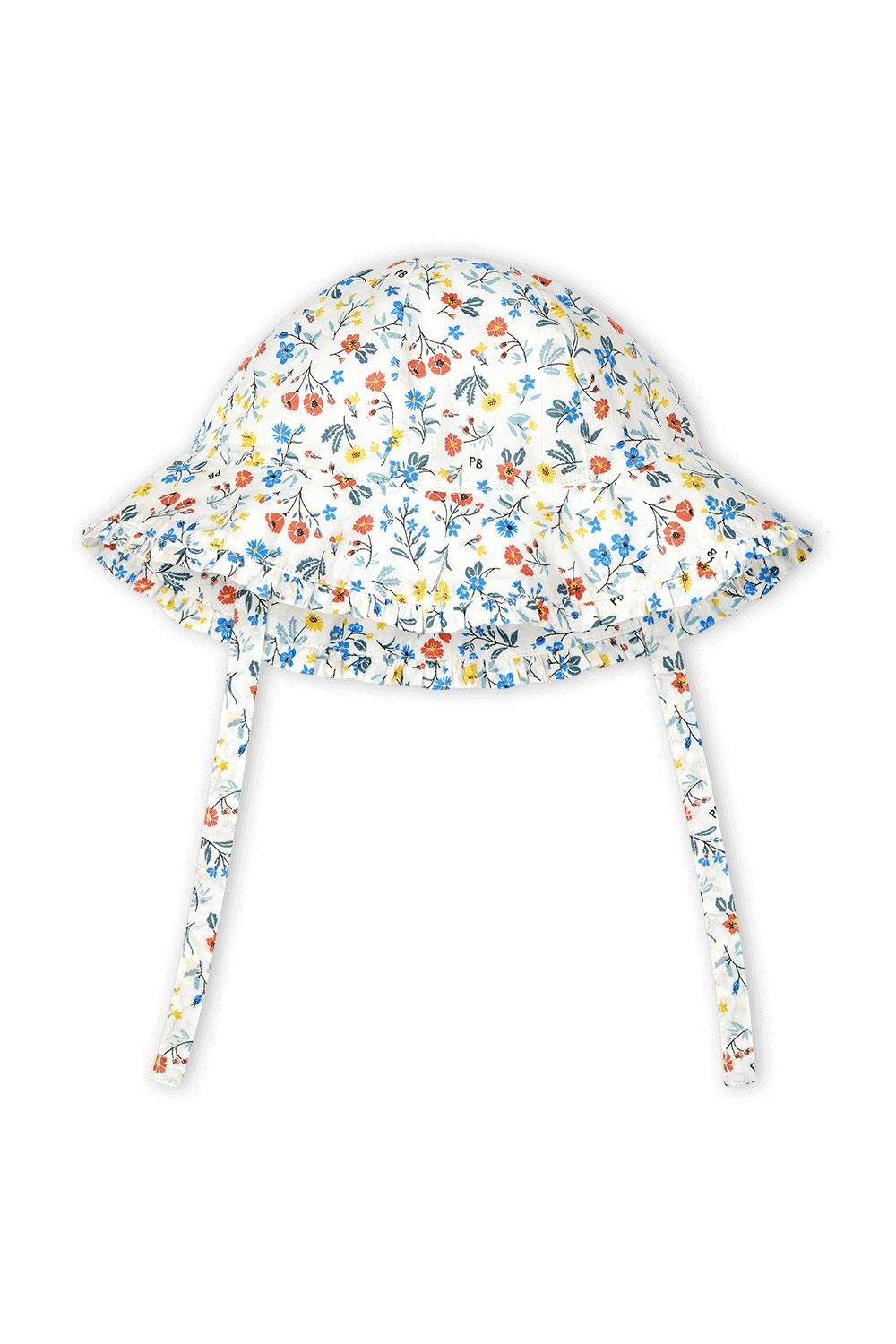 תמונה קידמית של גילאי 3-24 חודשים כובע באקט לבן פרחוני