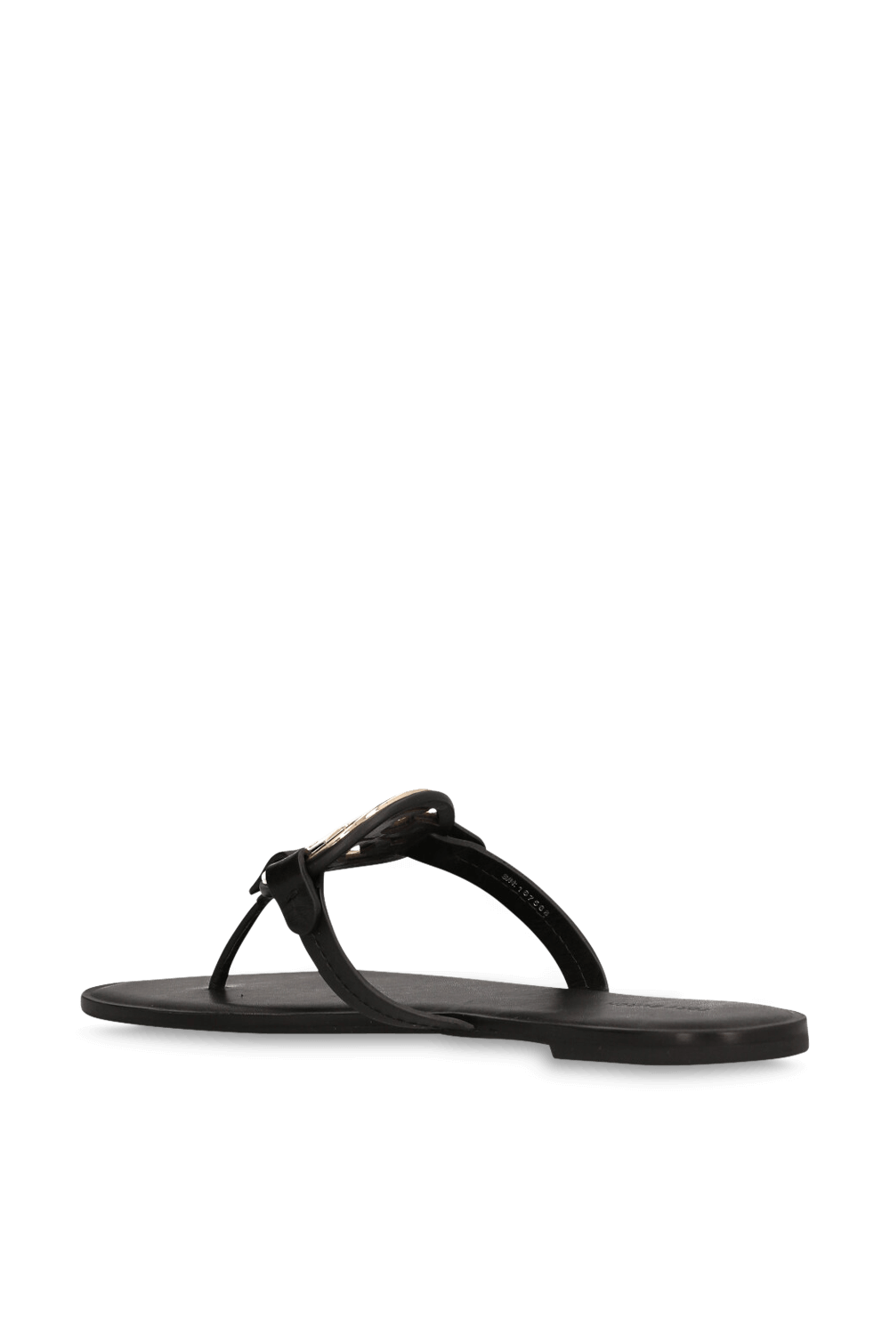 תמונה אחורית של סנדלי מילר מעור מטאלי