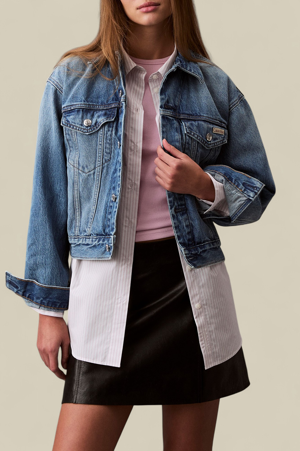 תמונת דוגמן קידמית של ז'קט ג'ינס טראקר 90 גולד דאסט