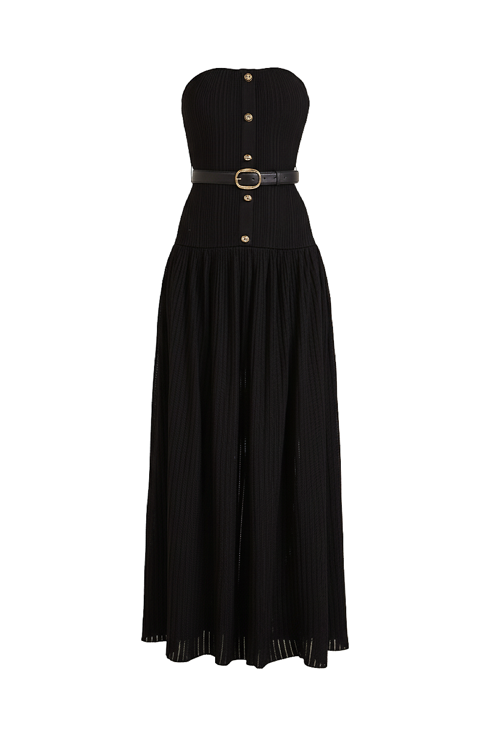 תמונה קידמית של שמלת סריג סטרפלס