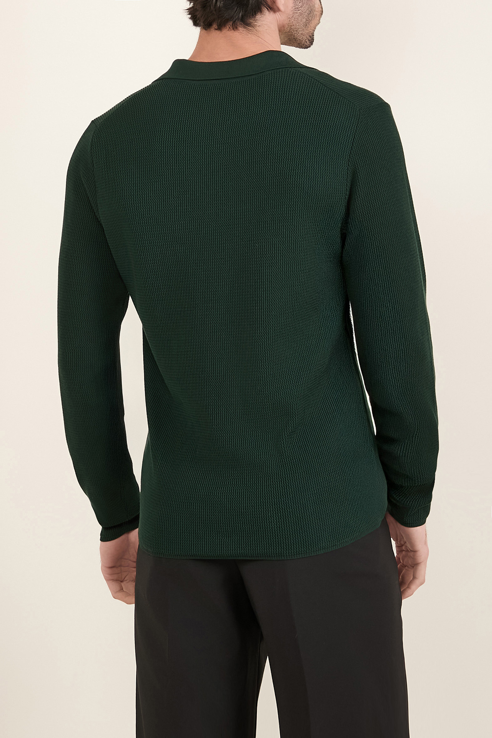 תמונת דוגמן אחורית של חולצת פולו סרוגה