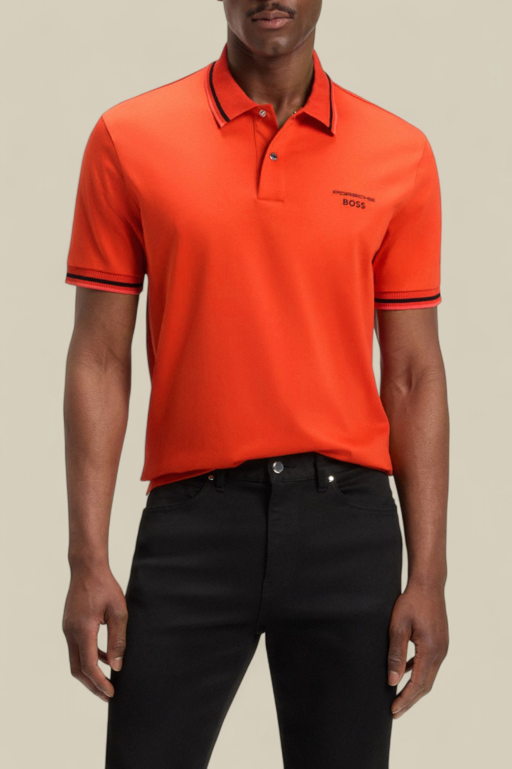 תמונת דוגמן קידמית של בוס X פורשה חולצת פולו