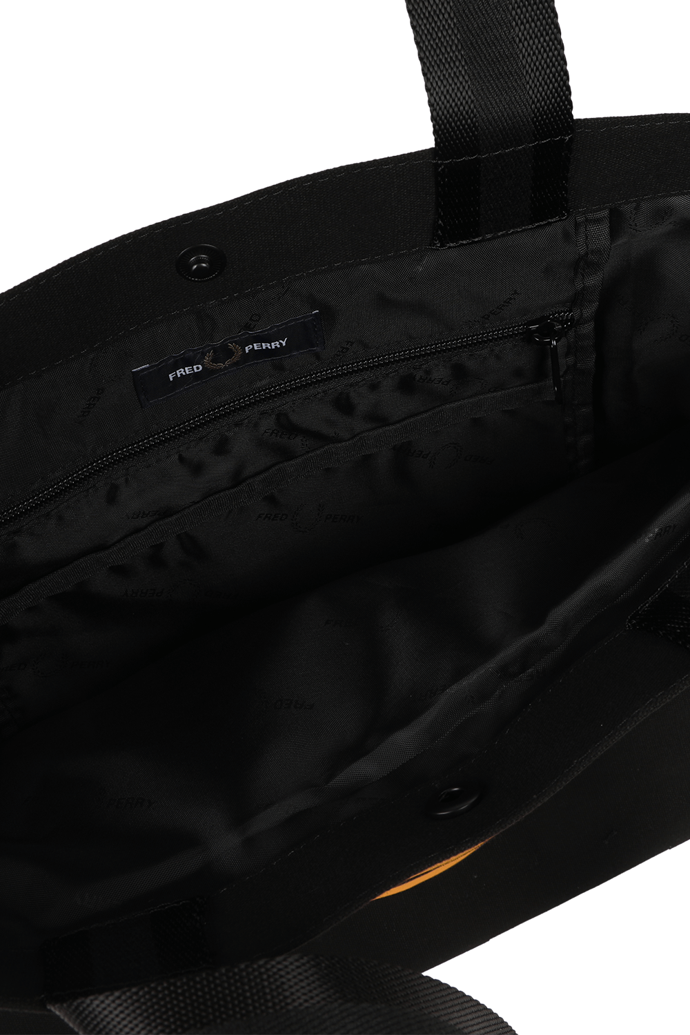 תמונת פנים של תיק צד שחור עם הדפס דיסק זהב