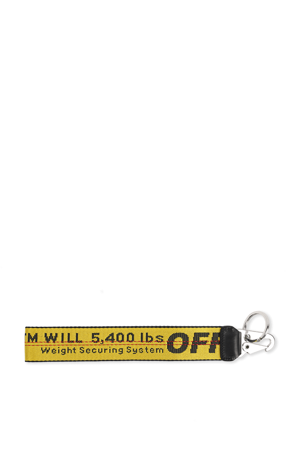 תמונה אחורית של מחזיק מפתחות ממותג תעשייתי בגווני צהוב ושחור