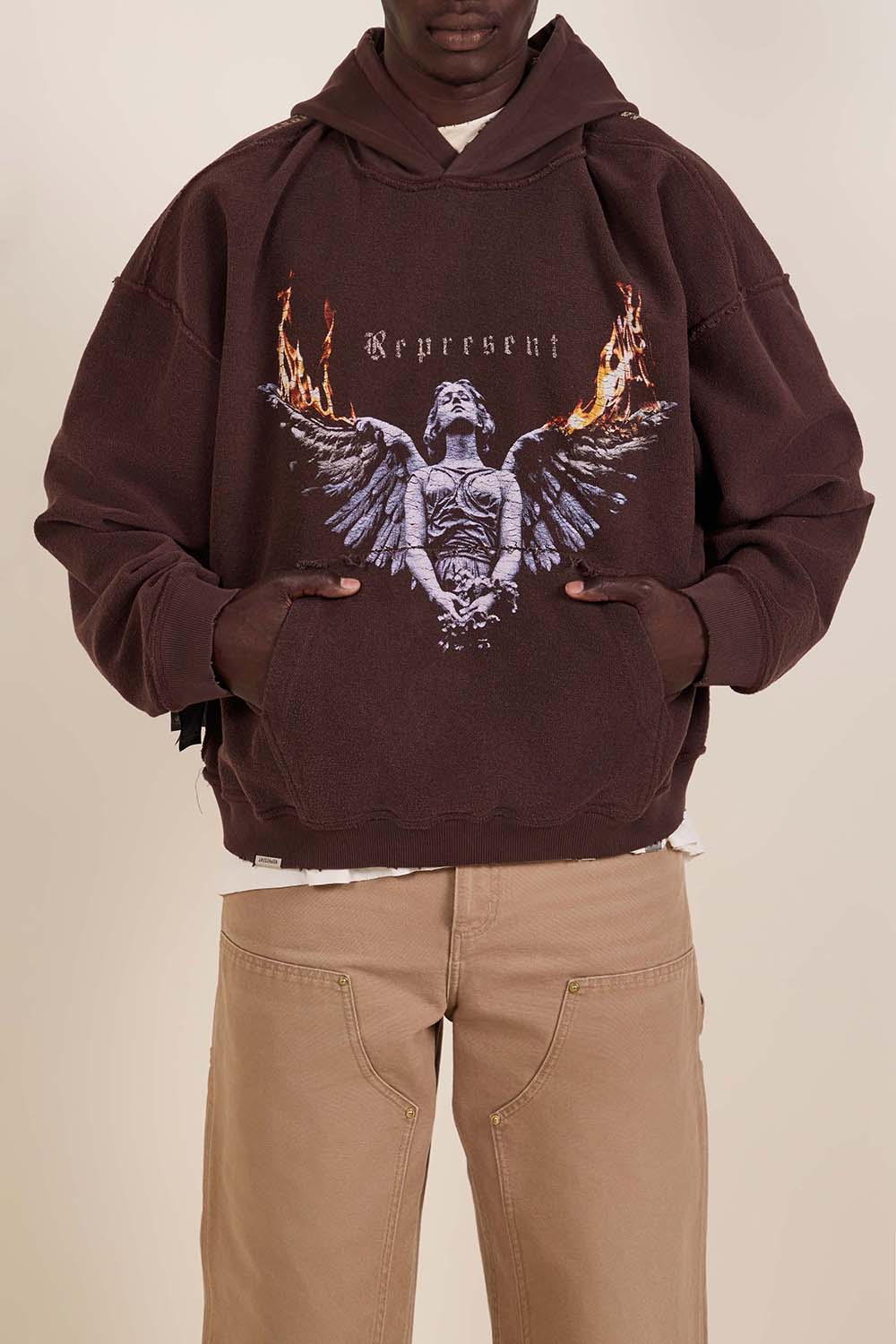 תמונת דוגמן אחורית של סווטשירט קפוצ'ון דו צדדי