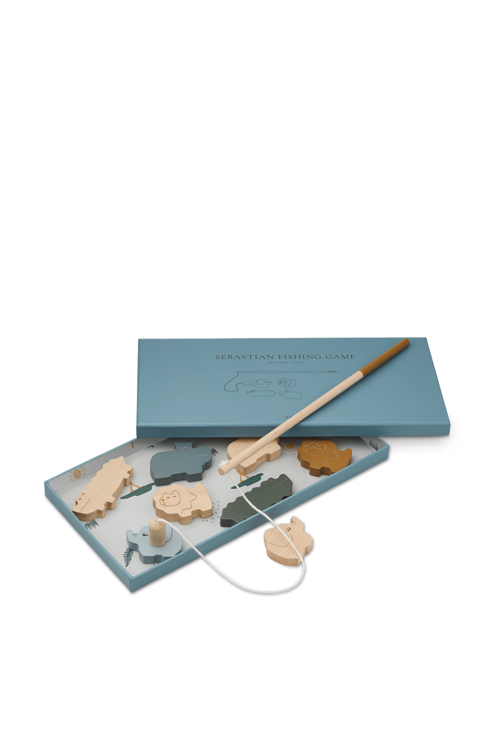 תמונת תקריב של משחק דייג חיות מעץ