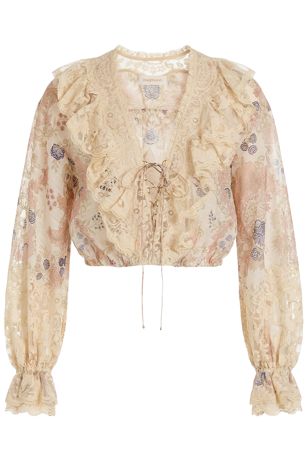 תמונה קידמית של חולצת פשתן בהדפס פרחוני