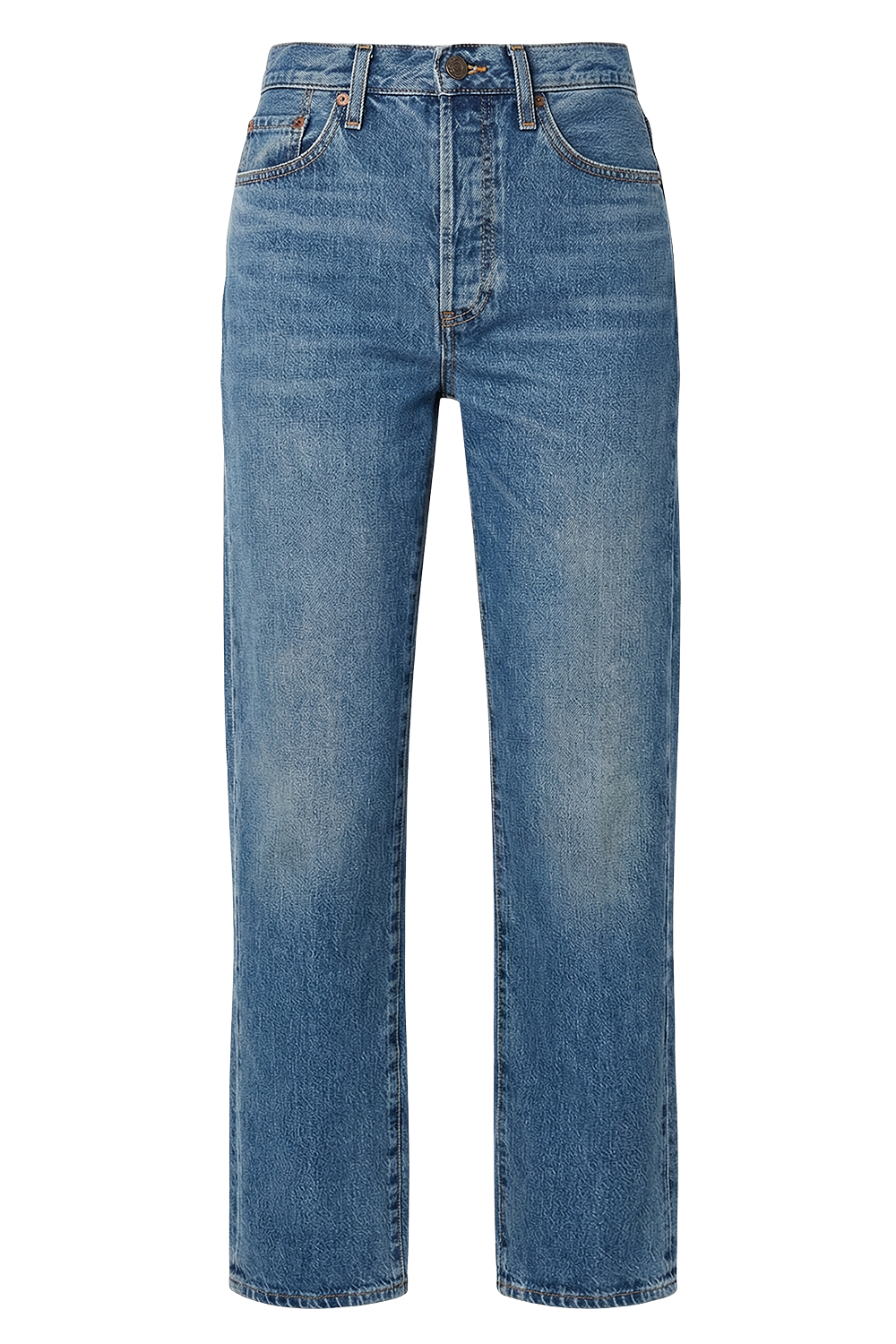 תמונה קידמית של מכנסי ג'ינס בגזרה ישרה