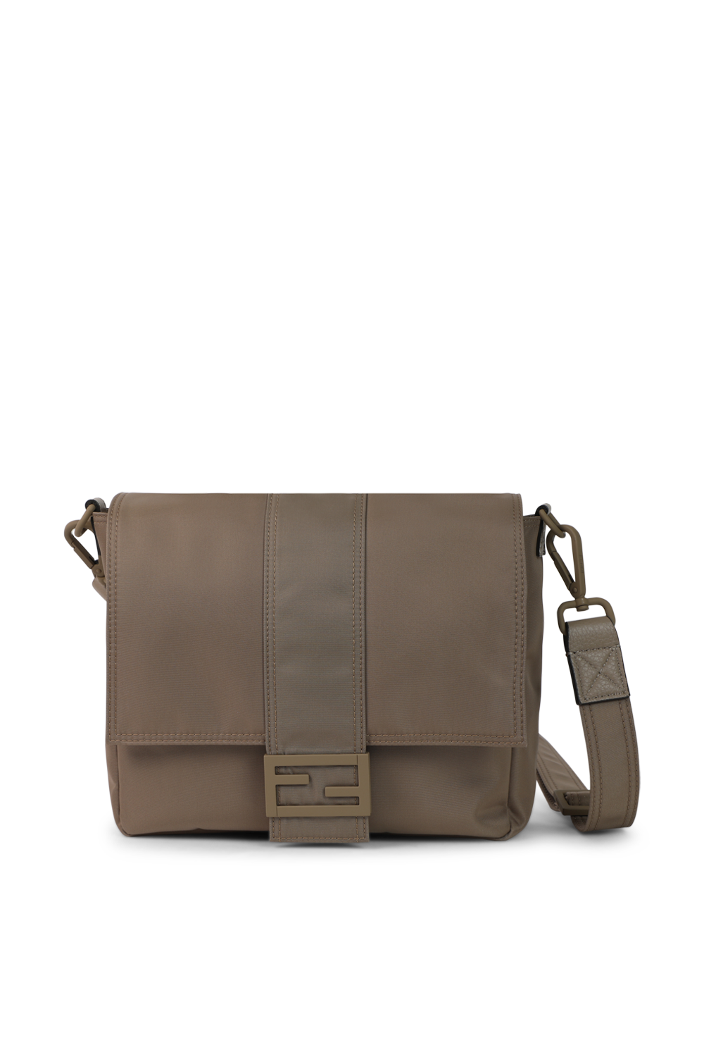 תמונה קידמית של תיק צד בז' בגימור ניילון