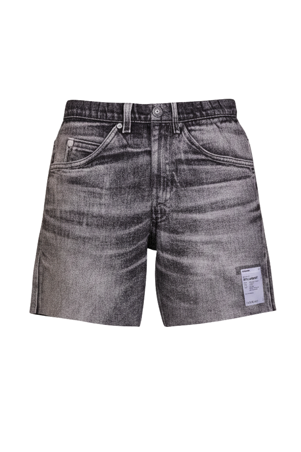 תמונה קידמית של מכנסיים קצרים לאימון בהדפס ג'ינס