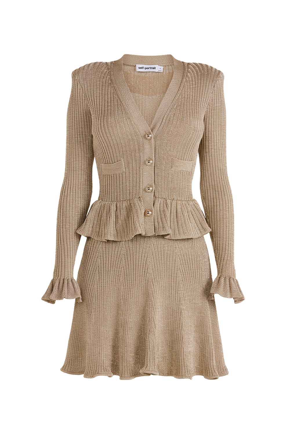 תמונה קידמית של שמלת סריג מיני