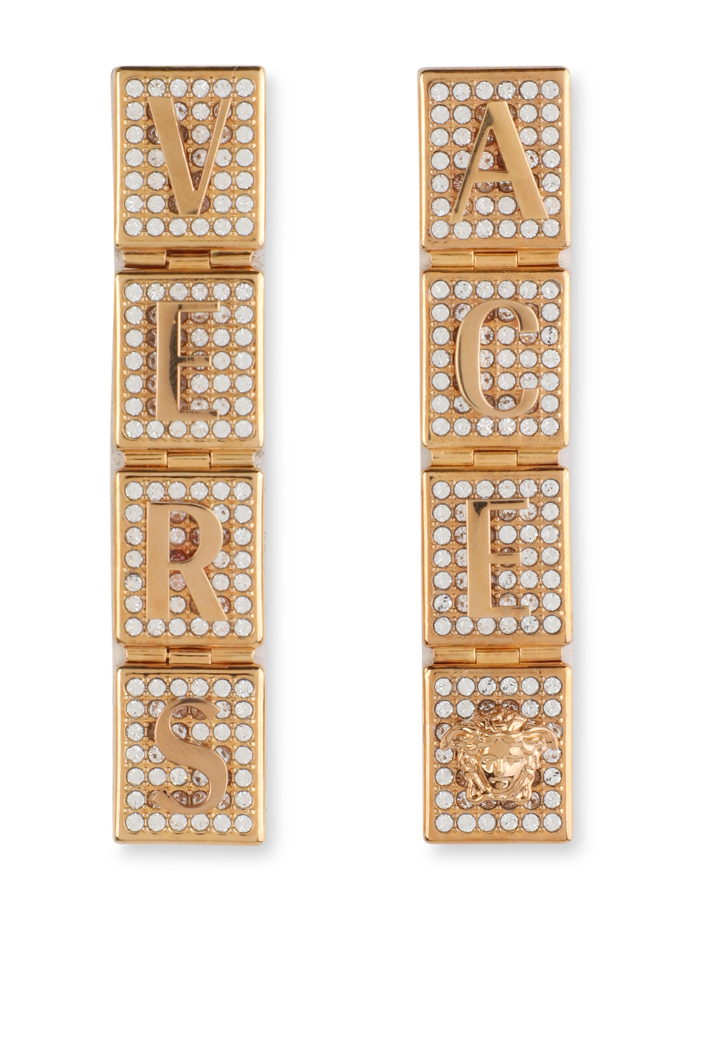 תמונה קידמית של עגילי קריסטל ארוכים