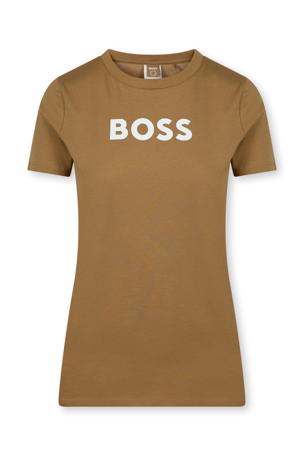 תמונה קידמית של חולצת לוגו בצבע בז' כהה