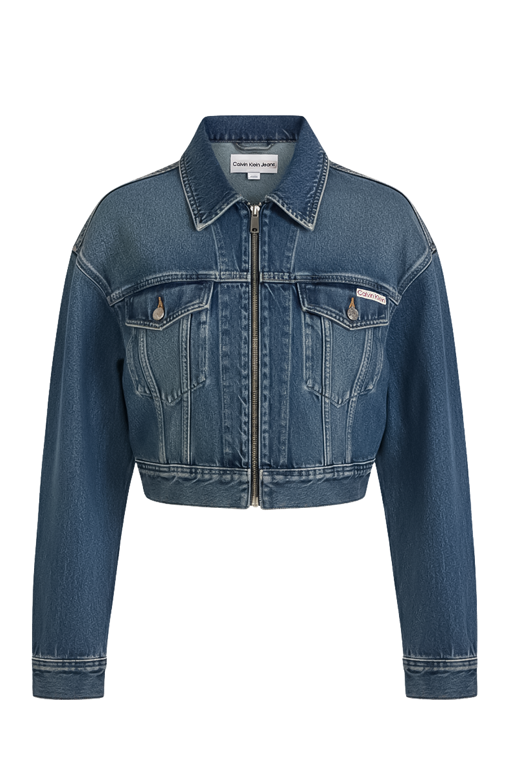 תמונה קידמית של ז'קט ג'ינס קרופ