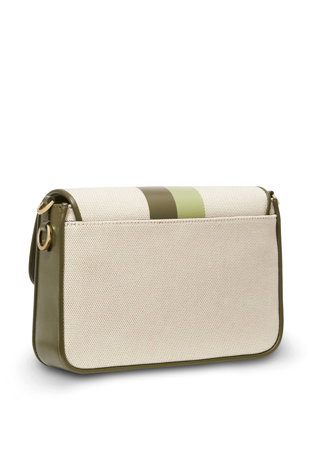 תמונה אחורית של תיק צד מסנג'ר בגווני בז' וירוק