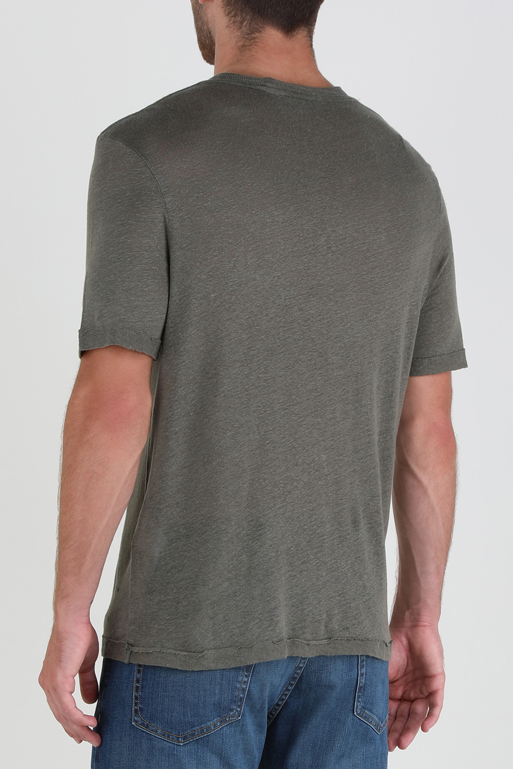 תמונת דוגמן אחורית של חולצת טי קצרה מפשתן