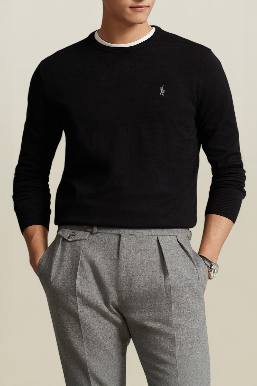 תמונת דוגמן קידמית של סריג כותנה סלים פיט