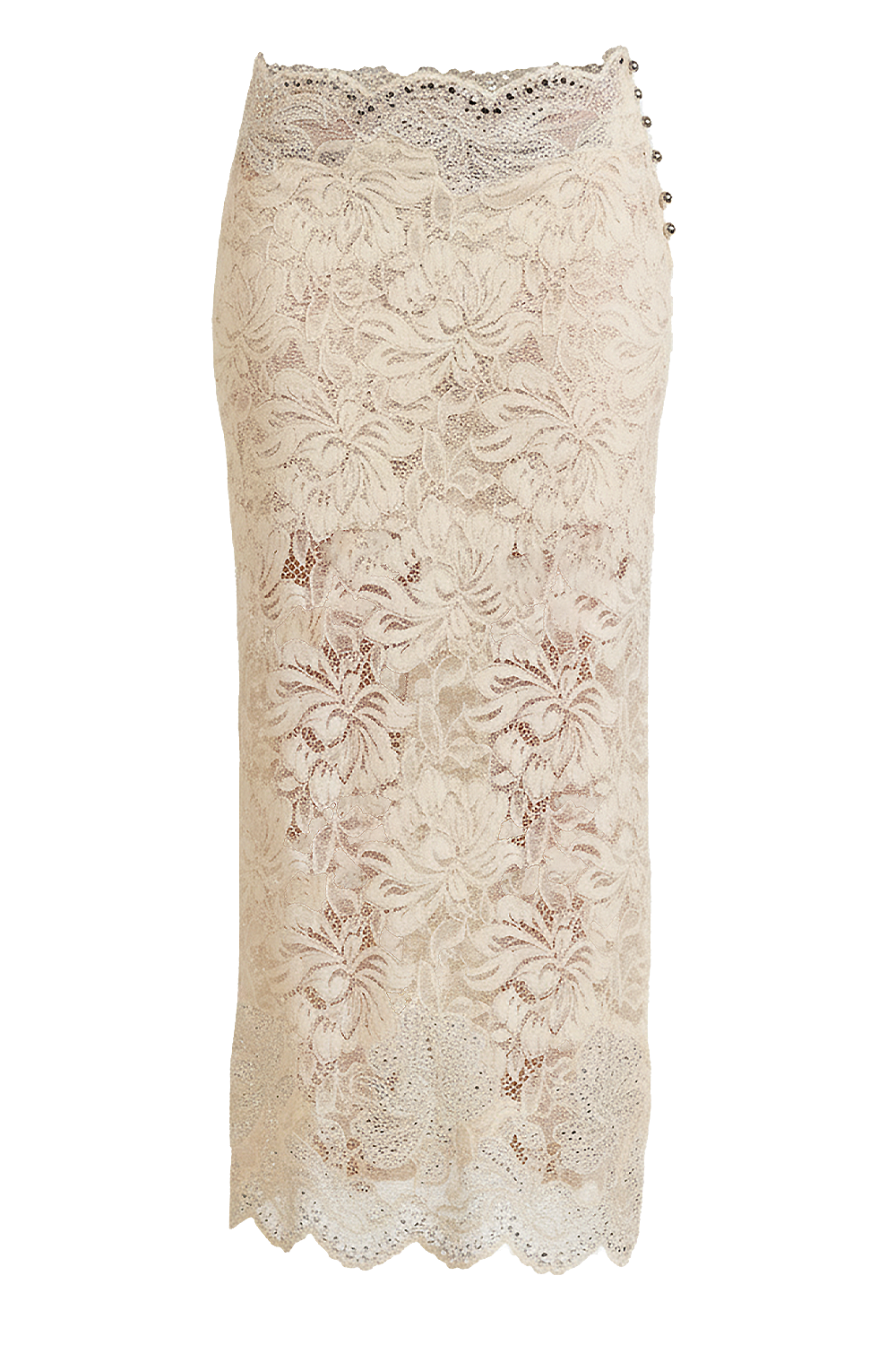 תמונה קידמית של חצאית תחרה עם ניטים