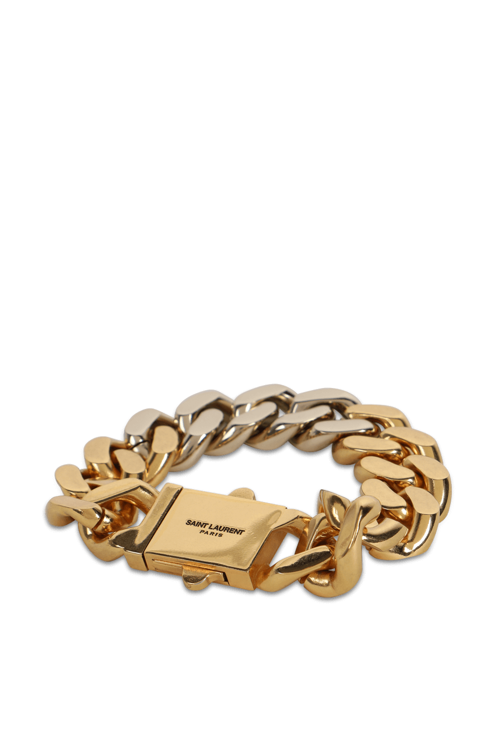 תמונה קידמית של צמיד חוליות בגווני כסף וזהב