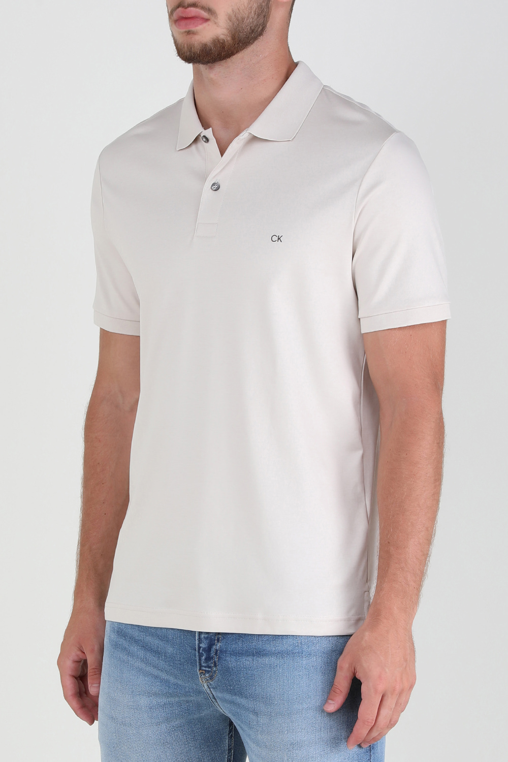 תמונת דוגמן קידמית של חולצת פולו מכותנה בגזרת סלים