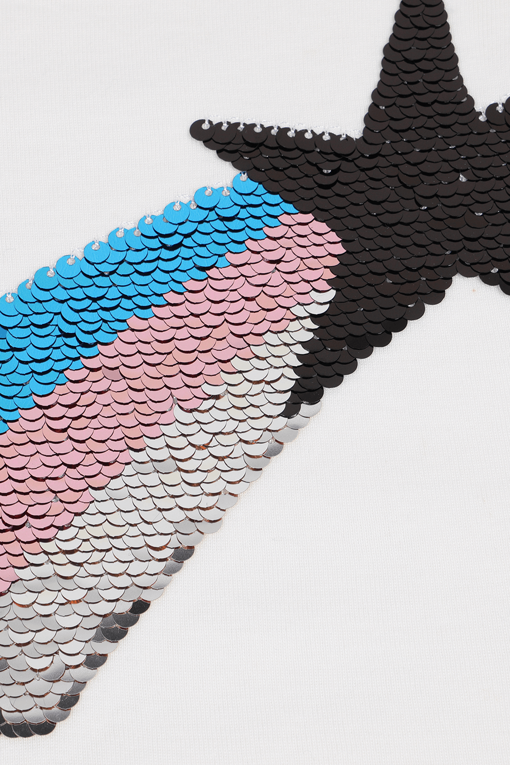 תמונה אחורית של גילאי 6-12 חולצה ארוכה עם שביט פאייטים בגוון לבן